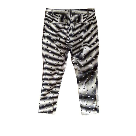 Anthropologie womens size 10 medium essential slim blue white stripe trouser pan - Picture 3 of 9